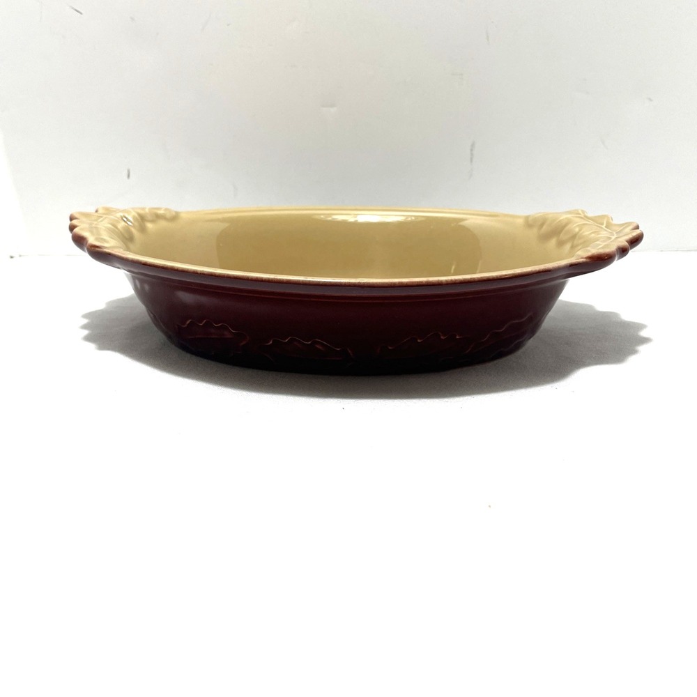 Appolia Red Ceramic Leaf Oval Casserole‎ Bake Oven Dish Stoneware France
